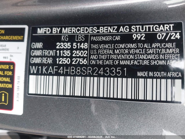W1KAF4HB8SR243351 Mercedes-Benz C 300