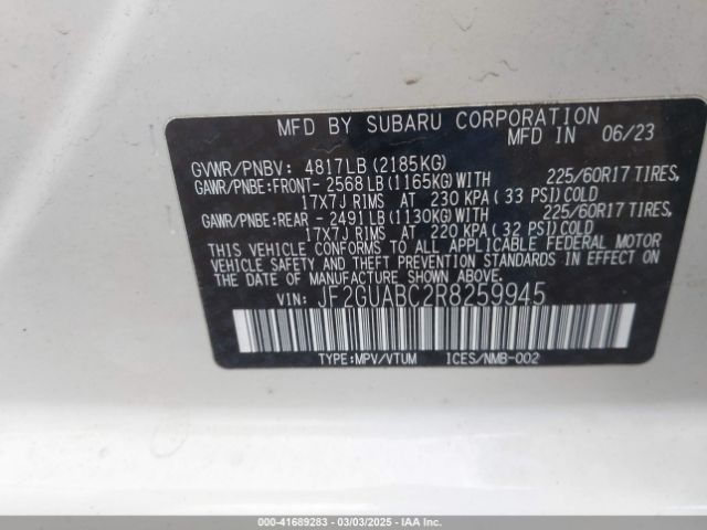 JF2GUABC2R8259945 Subaru Crosstrek