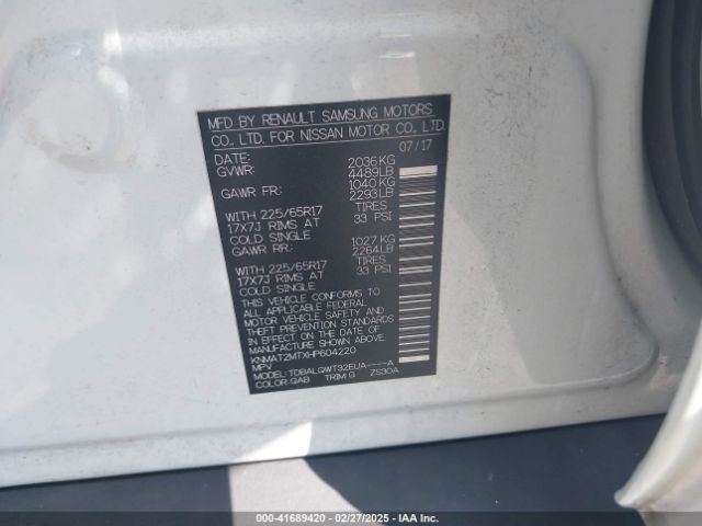 KNMAT2MTXHP604220 Nissan ROGUE SV