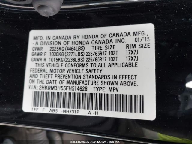 2HKRM3H55FH514628 Honda CR-V EX