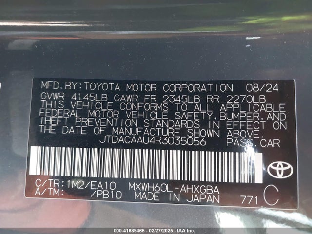 JTDACAAU4R3035056 Toyota PRIUS XLE