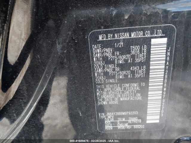 JN8AY2BB8M9792203 Nissan Armada Sl 4wd