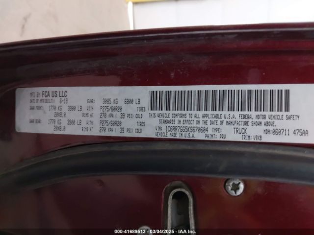 2019 RAM 1500 CLASSIC 1C6RR7GG5KS670604 Photo 8