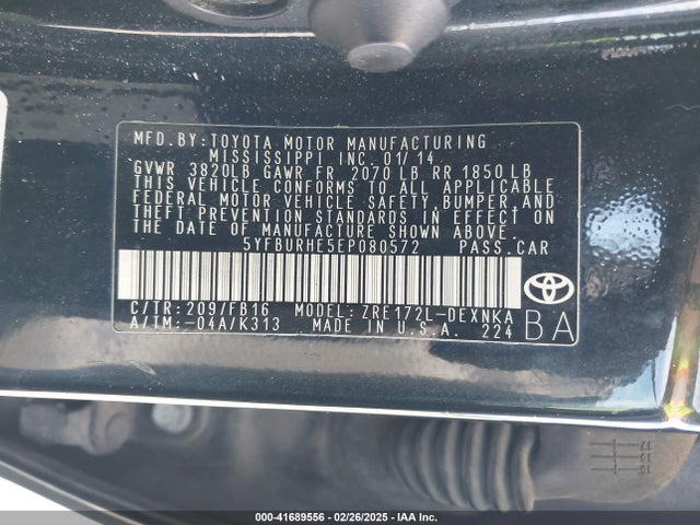 Toyota COROLLA LE 2014 5YFBURHE5EP080572 Image 9