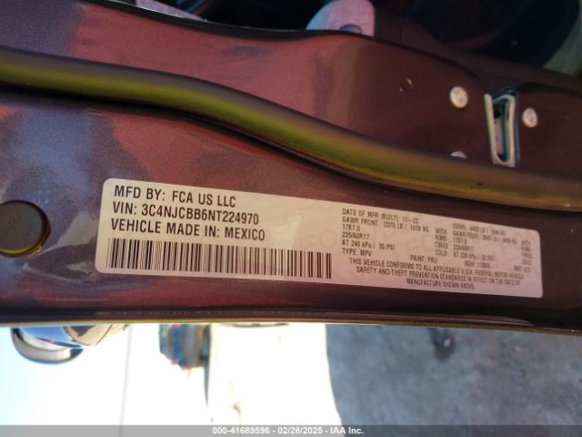 3C4NJCBB6NT224970 Jeep Compass Latitude Fwd