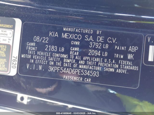 3KPF54AD6PE534593 KIA Forte Gt-line