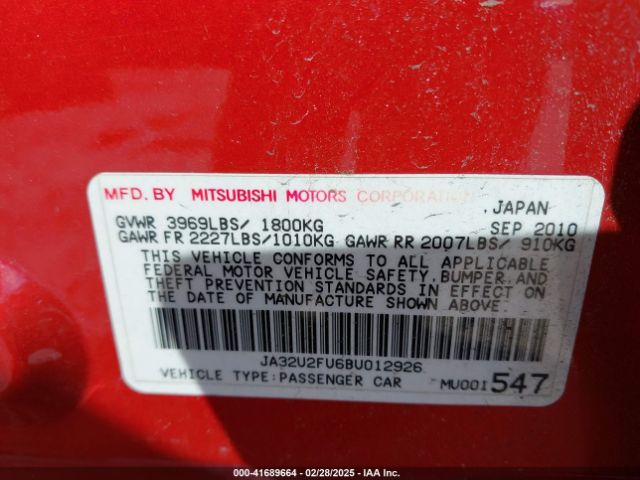 2011 MITSUBISHI LANCER JA32U2FU6BU012926 Photo 8