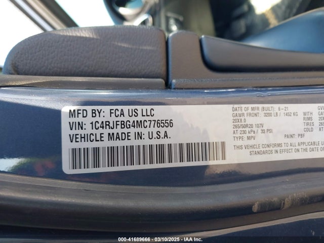 1C4RJFBG4MC776556 Jeep Grand Cherokee 80th Anniversary 4x4