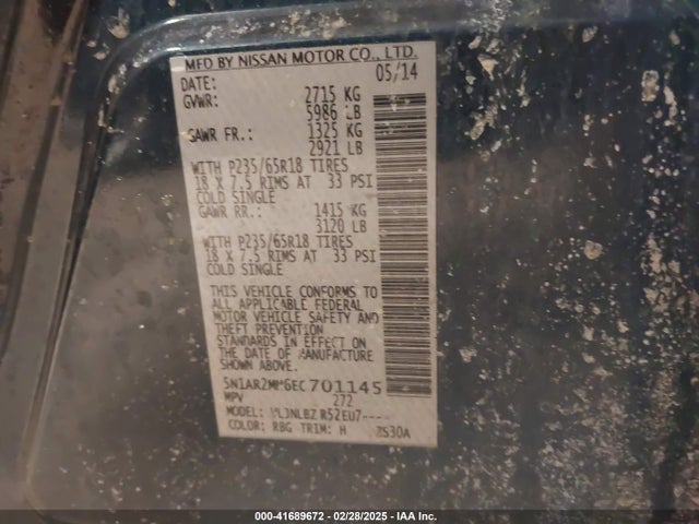 Nissan Pathfinder S 2014 5N1AR2MM6EC701145 Image 9