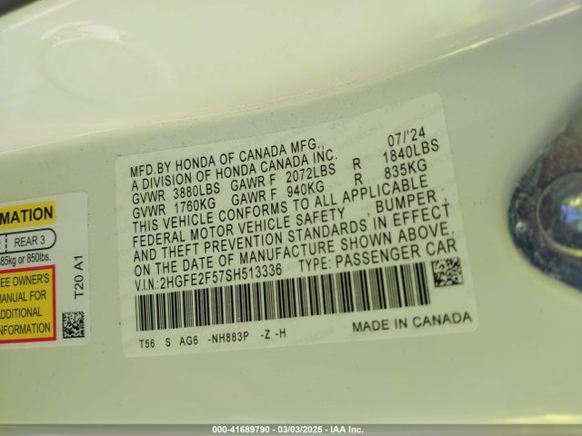 2HGFE2F57SH513336 Honda Civic Sport