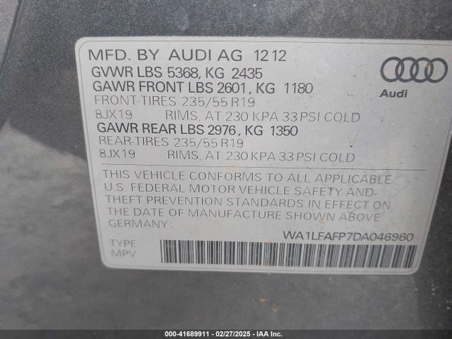 2013 AUDI Q5 WA1LFAFP7DA046960 Photo 8