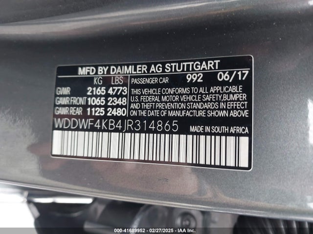 Mercedes-Benz m274 2018 WDDWF4KB4JR314865 Image 9