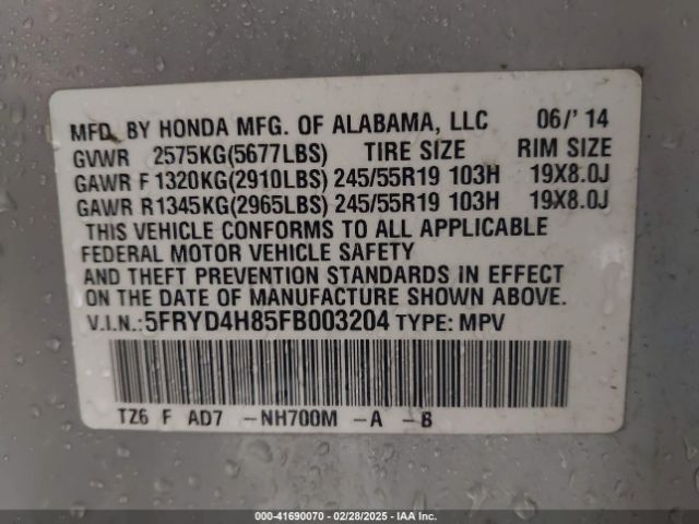 2015 ACURA MDX 5FRYD4H85FB003204 Photo 8
