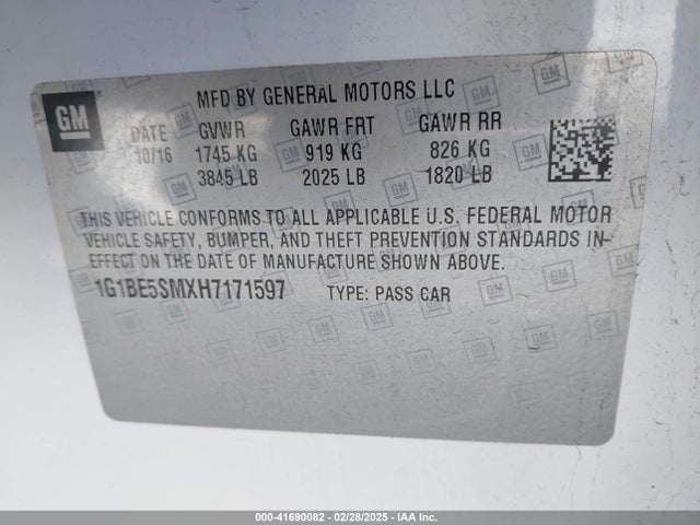 Chevrolet Cruze Lt Auto 2017 1G1BE5SMXH7171597 Image 9