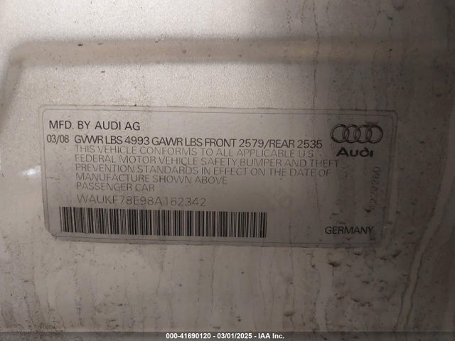 2008 AUDI A4 WAUKF78E98A162342 Photo 8