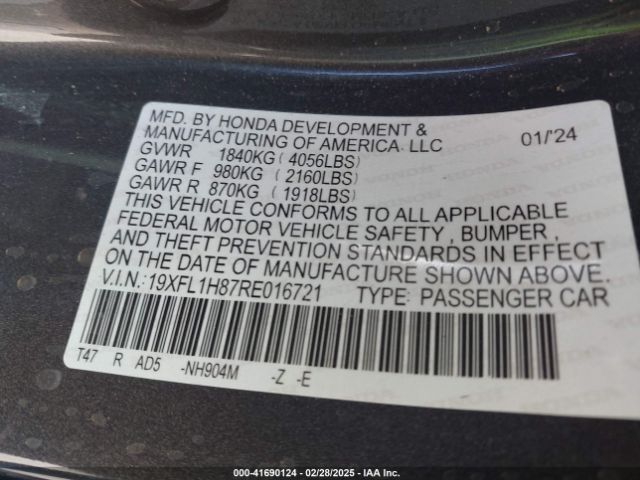 19XFL1H87RE016721 Honda Civic Sport Touring