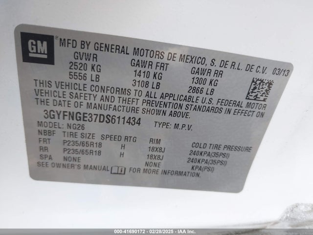 2013 CADILLAC SRX 3GYFNGE37DS611434 Photo 8
