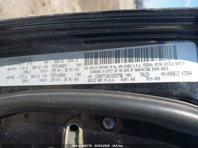 RAM 2019 2019 1C6RR7FG0KS533796 Image 9