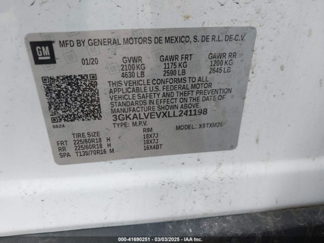 3GKALVEVXLL241198 GMC Terrain Awd Slt