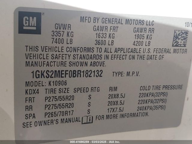 2011 GMC YUKON XL 1500 1GKS2MEF0BR182132 Photo 8