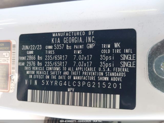 5XYRG4LC3PG215201 KIA gdi theta-iii