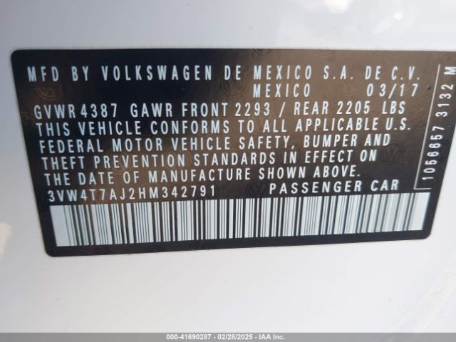 3VW4T7AJ2HM342791 Volkswagen JETTA GLI