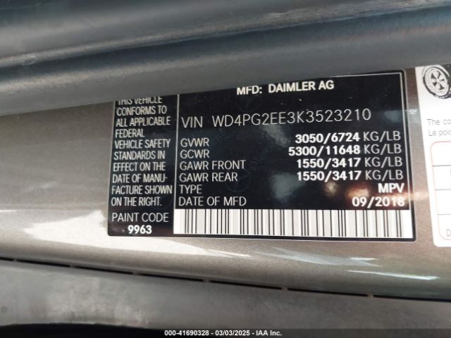 2019 MERCEDES-BENZ METRIS WD4PG2EE3K3523210 Photo 8