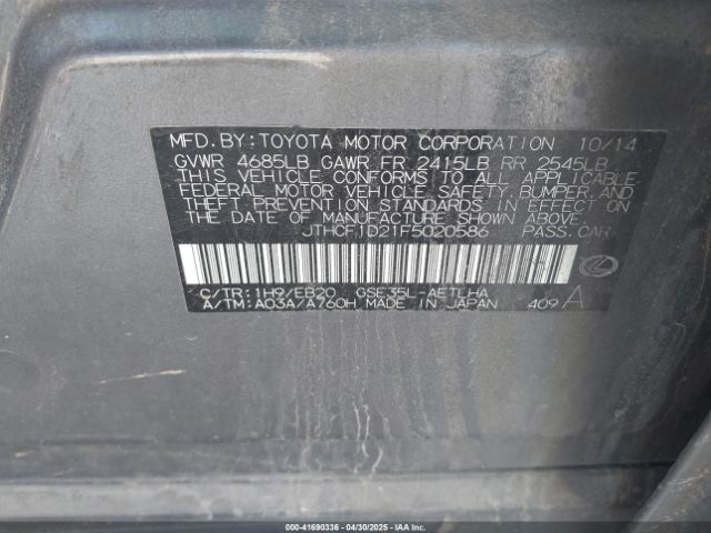 JTHCF1D21F5020586 Lexus IS 250