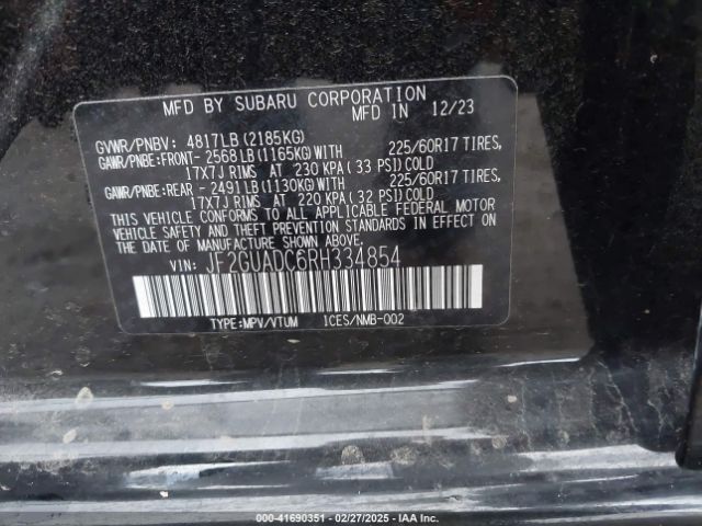 JF2GUADC6RH334854 Subaru Crosstrek Premium