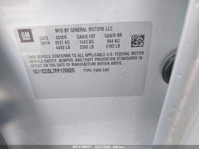 1G11C5SL7FF176820 Chevrolet MALIBU 1LT