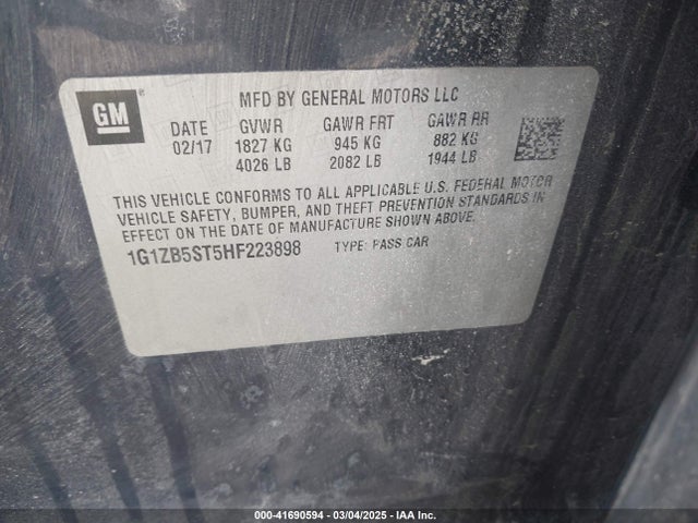 1G1ZB5ST5HF223898 Chevrolet MALIBU LS