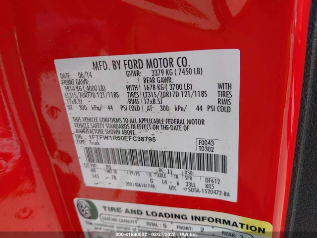 Ford F-150 Svt Raptor 2014 1FTFW1R60EFC38795 Image 9