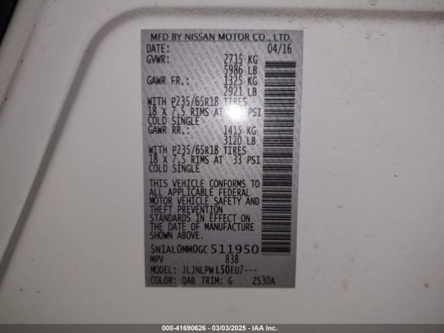 5N1AL0MM0GC511950 Infiniti QX60