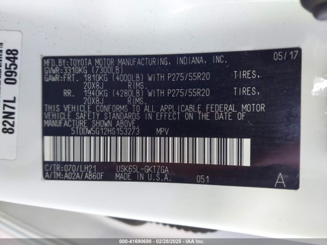 5TDDW5G12HS153273 Toyota Sequoia Platinum