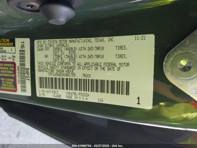 5TFLA5AB2NX001785 Toyota Tundra Sr5