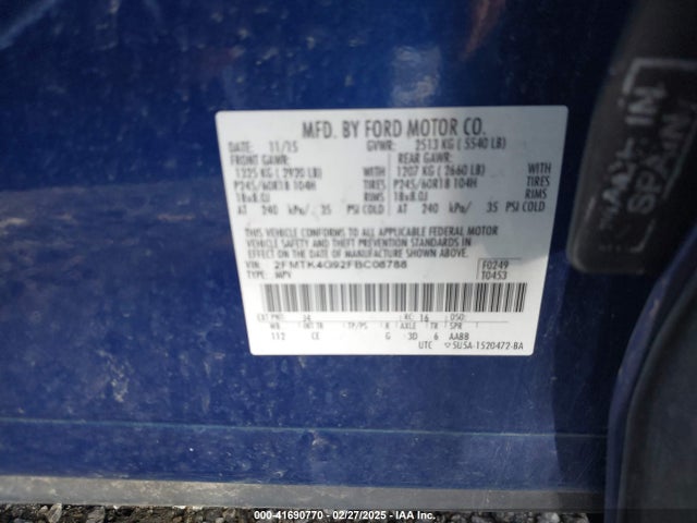 Ford EDGE SE 2015 2FMTK4G92FBC08788 Image 9