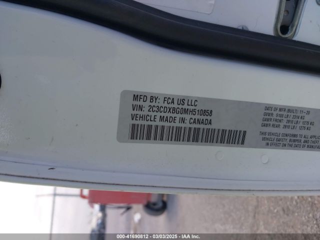 2C3CDXBG0MH510858 Dodge Charger Sxt Rwd
