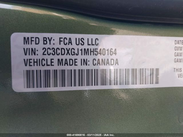 2C3CDXGJ1MH540164 Dodge Charger Scat Pack Rwd
