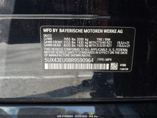 5UX43EU08R9S90964 BMW X5 Phev Xdrive50e
