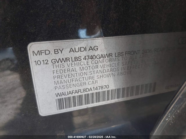 2013 AUDI A4 WAUAFAFL8DA147870 Photo 8