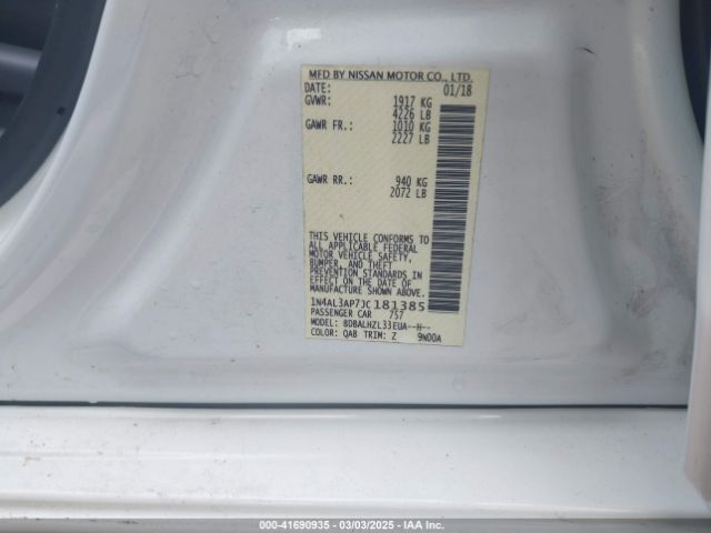 1N4AL3AP7JC181385 Nissan Altima 2.5 Sr