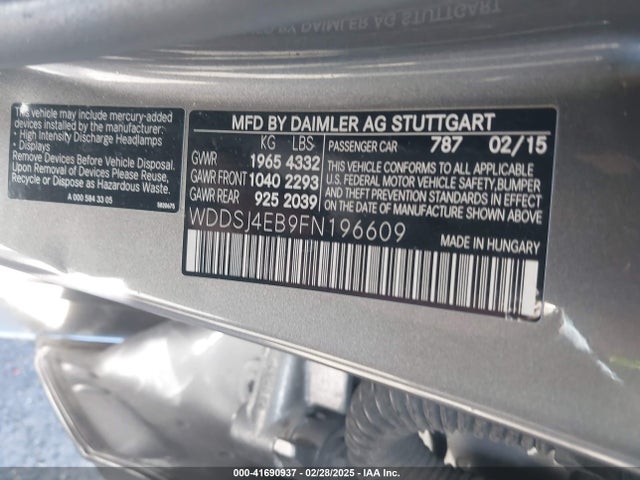 WDDSJ4EB9FN196609 Mercedes-Benz CLA-Class