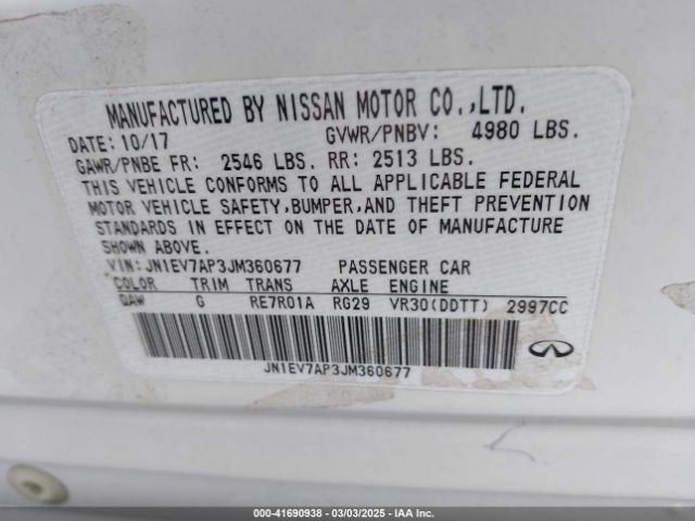 JN1EV7AP3JM360677 Infiniti Q50 3.0t Luxe