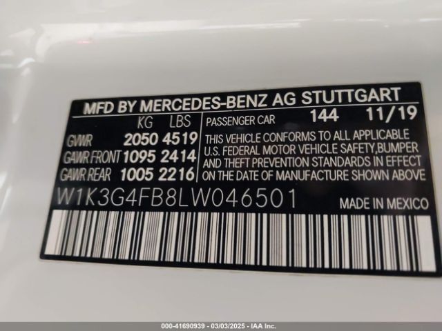 W1K3G4FB8LW046501 Mercedes-Benz A 220 4matic