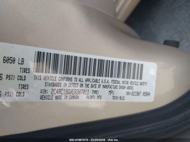 2014 CHRYSLER TOWN & COUNTRY 2C4RC1BGXER307011 Photo 8