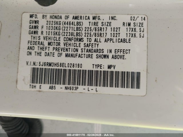5J6RM3H58EL028190 Honda CR-V EX
