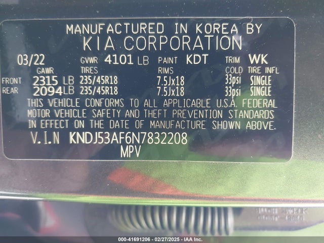 KNDJ53AF6N7832208 KIA Soul Turbo
