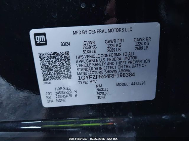 1GYFZFR44RF198384 Cadillac Xt4 Awd Sport