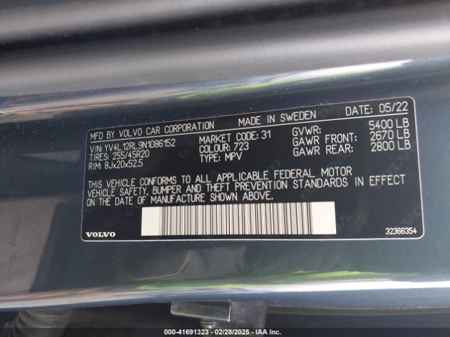 YV4L12RL9N1086152 Volvo Xc60 B5 Inscription