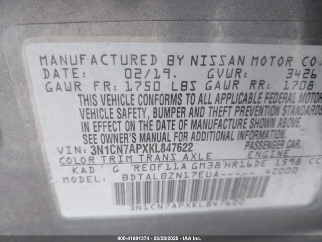 Nissan Versa 1.6 Sv 2019 3N1CN7APXKL847622 Image 9